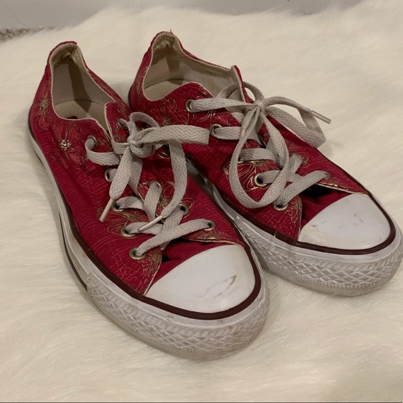 Converse All Star Low Tops Pink Floral Size 6 - Picture 2 of 7